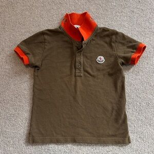 Moncler Kids Polo in Brown with Orange Details